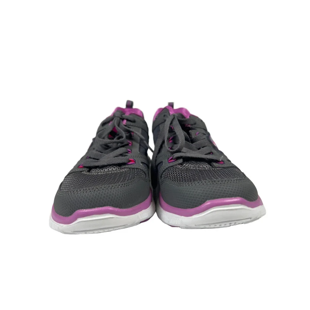 Skechers Women's Gray/Purple Lightweight Memory Foam Sneakers - 8.5